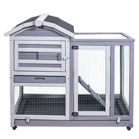 2-Tier Wooden Chinchilla Cage with Wheels