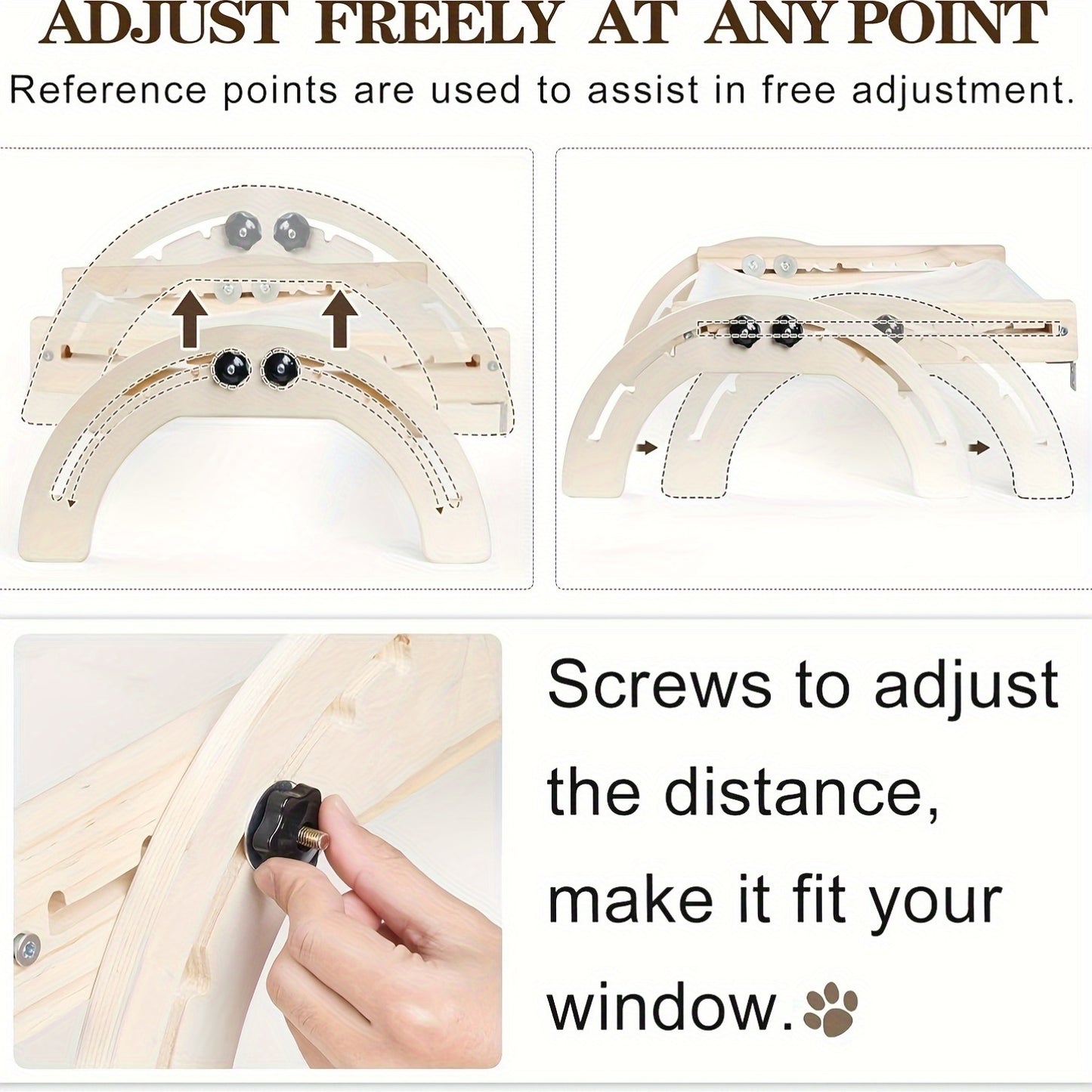 XIAZ Cat Window Perch Bed Adjustable 50LB Wooden Indoor Cat Bed with Dual Season Washable Cushion Perfect for Sunbathing Fits All Cat Breeds 27x16x8in Window Shelf for Cats