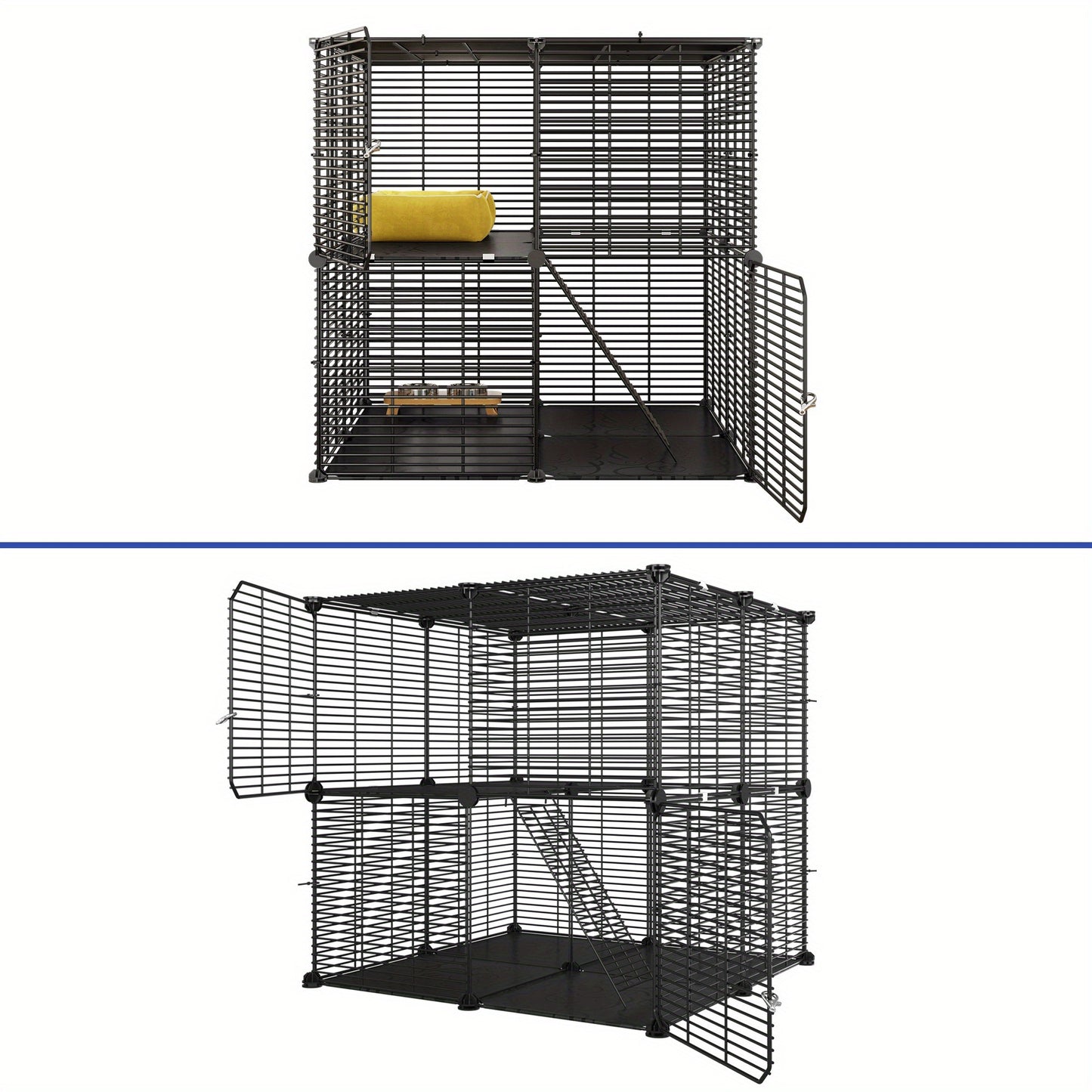AutoWild Dual Level Indoor Pet Habitat Versatile DIY Playpen for Cats and Small Animals Ideal for Home RV Travel and Camping