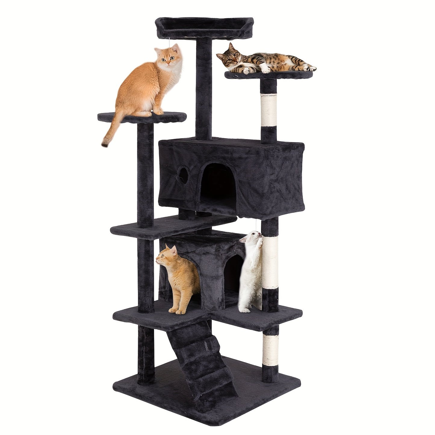DOPINMIN 54 Inch Cat Tree Tower For Indoor Cats Multi Level Furniture Activity Center With Scratching Posts Stand House Condo Funny Toys Kittens Pet Play House Dark Gray
