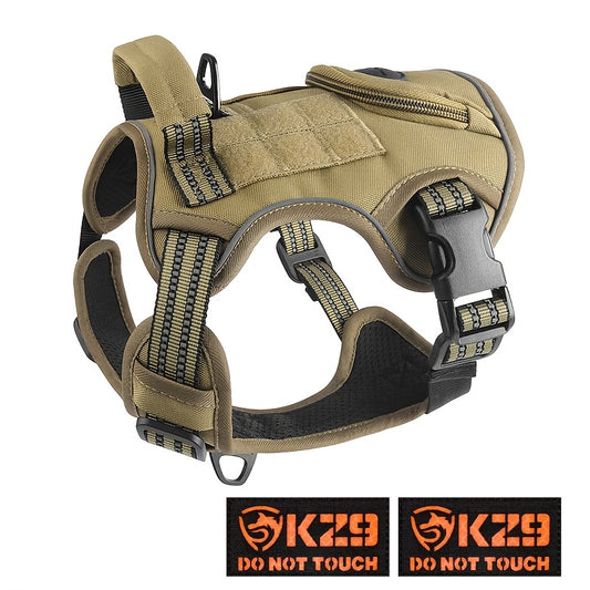 Tactical Dog Harness for Medium and Large Dogs Heavy Duty No Pull Dog Harness with Handle and Poop Bag Holder Adjustable Reflective Dog Vest for Training Walking and Hiking