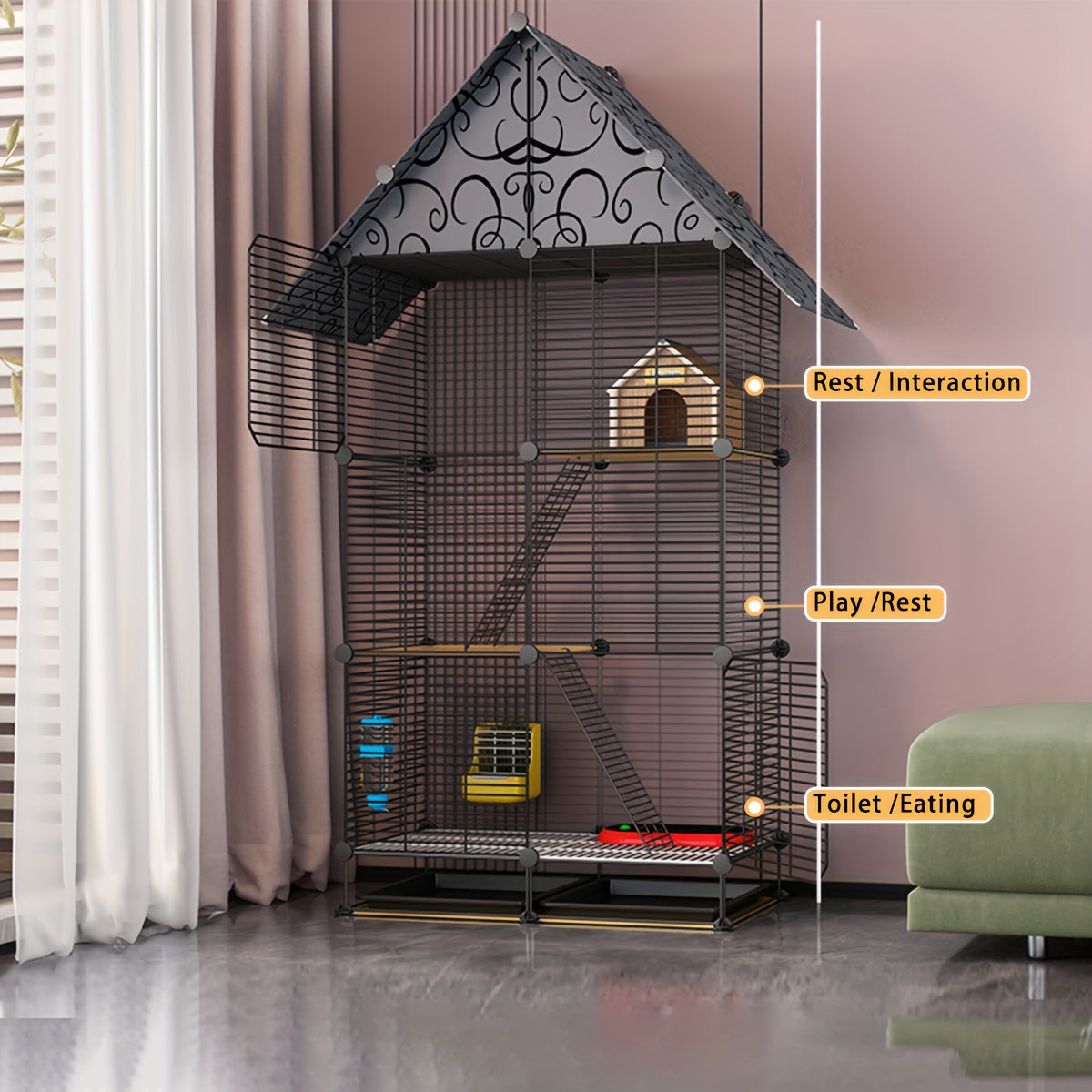 Lemolego 61-Inch Extra Large Wrought Iron Small Animal Cage