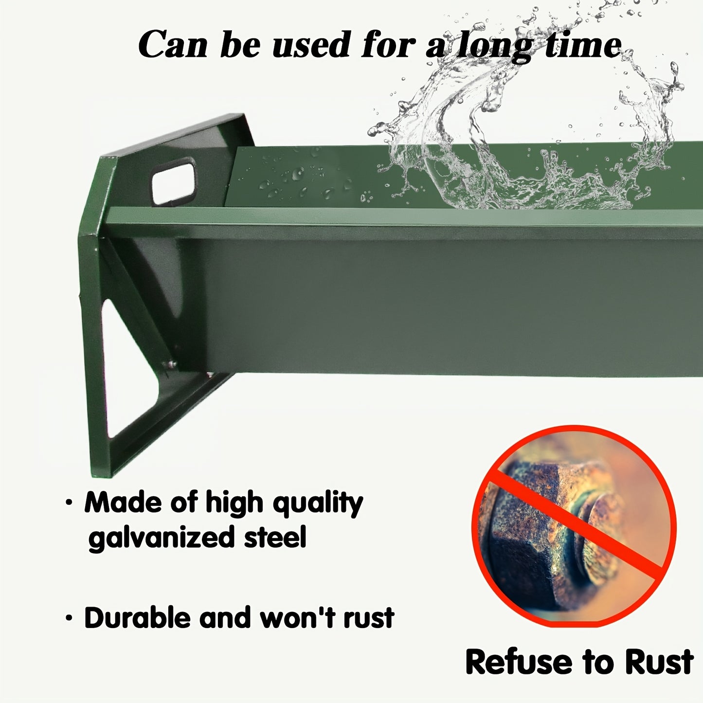 Portable 45 Inch Long Galvanized Steel Livestock Feeder Green