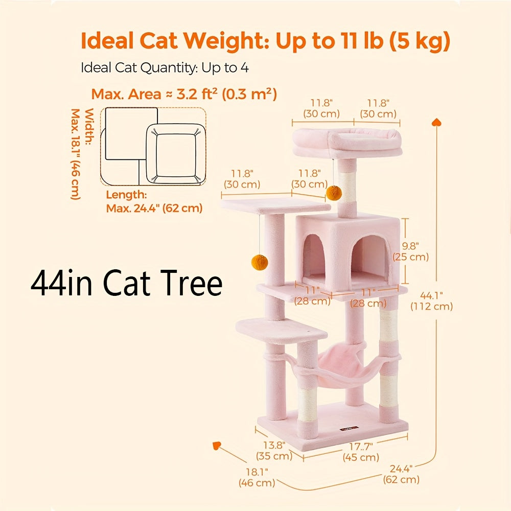 Cat Tree, Large Cat Tower with 13 Scratching Posts