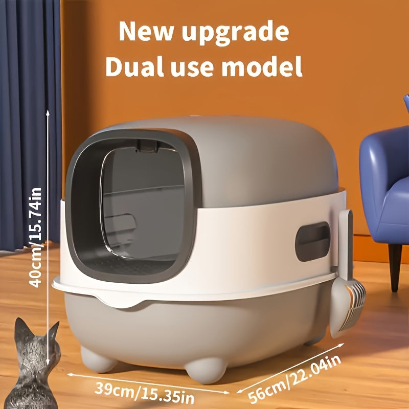Large Cat Litter Box Fully Enclosed Splash Proof Odor Resistant Easy to Store Easy to Install Includes Scoop Easy to Clean Suitable for Small and Mid Sized Cats