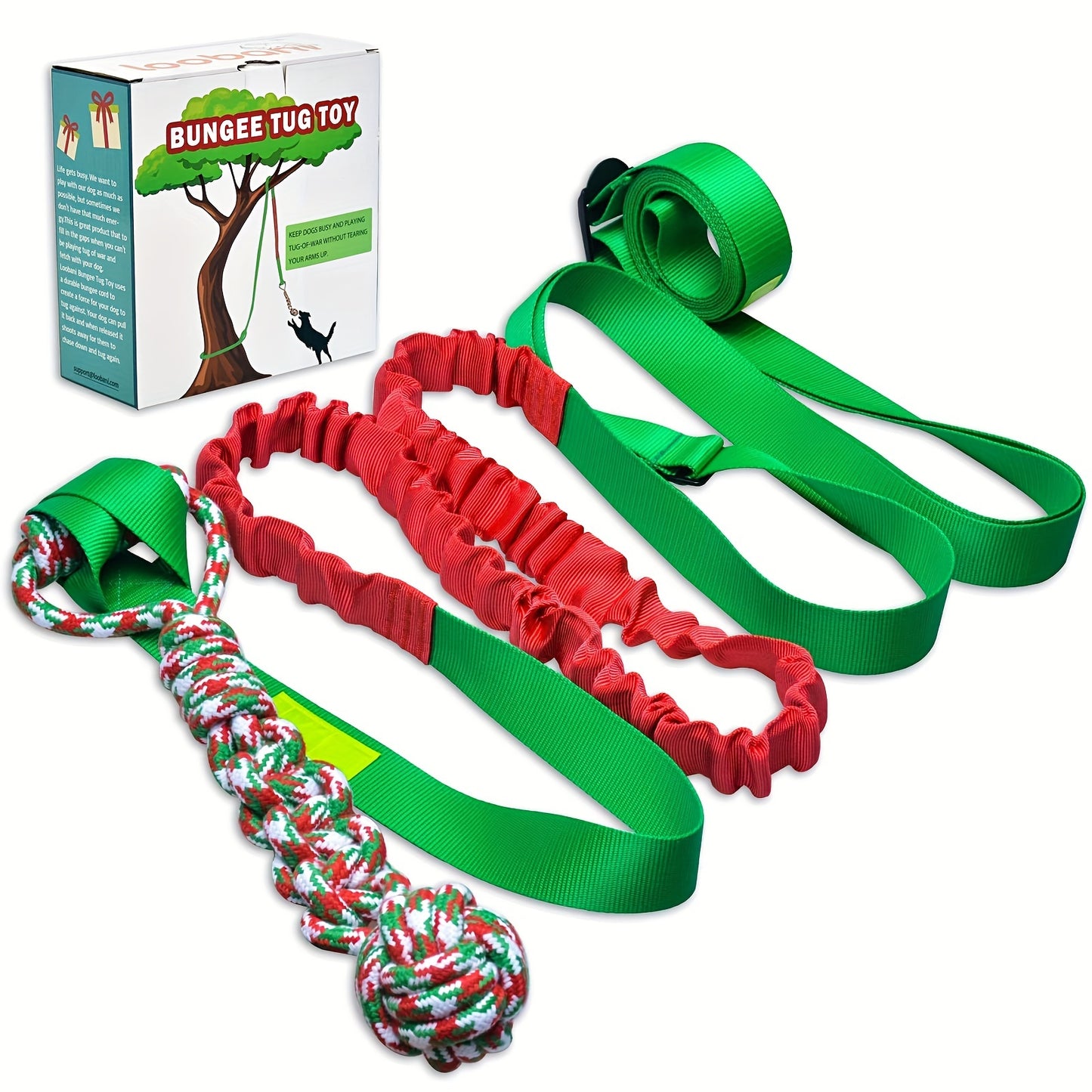 Loobani Outdoor Bungee Tug Toy for Dogs All Breeds Interactive Exercise Play Cord and Tether with Chew Rope
