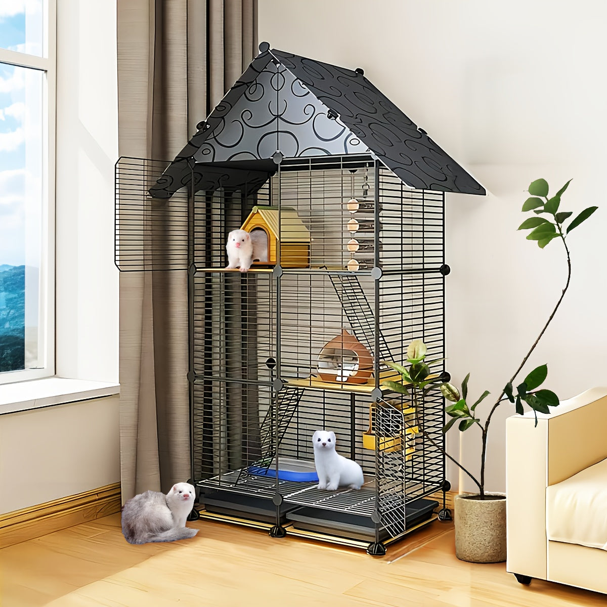 Lemolego 61-Inch Extra Large Wrought Iron Small Animal Cage