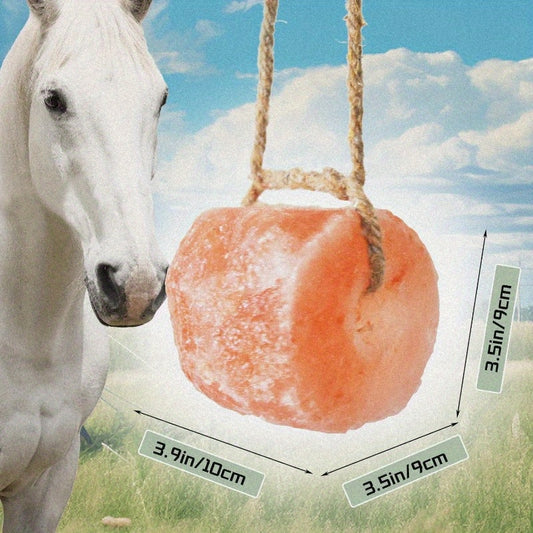 Natural Himalayan Salt Lick Block on Rope for Horses Deer Cattle Sheep and Livestock 84 Mineral Rich Promotes Hydration Durable Outdoor Mineral Block 2.4 to 3.3 Pounds