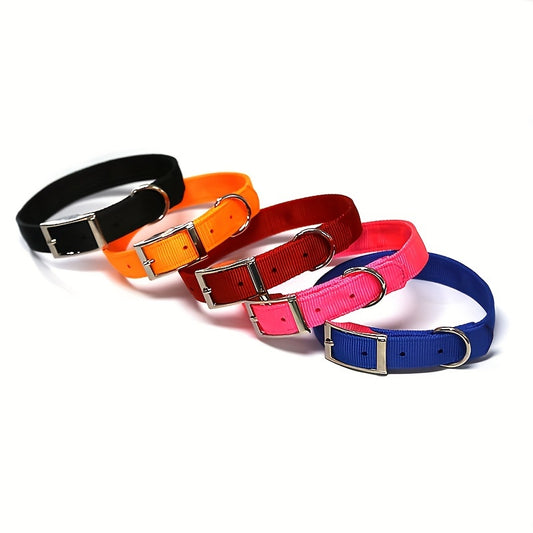 Adjustable Double Layer Dog Collar for Small Medium Large Dogs Soft Comfortable Durable Polyester with Metal Buckle Multi Color Options for Outdoor Walking Sleek Pet Accessory