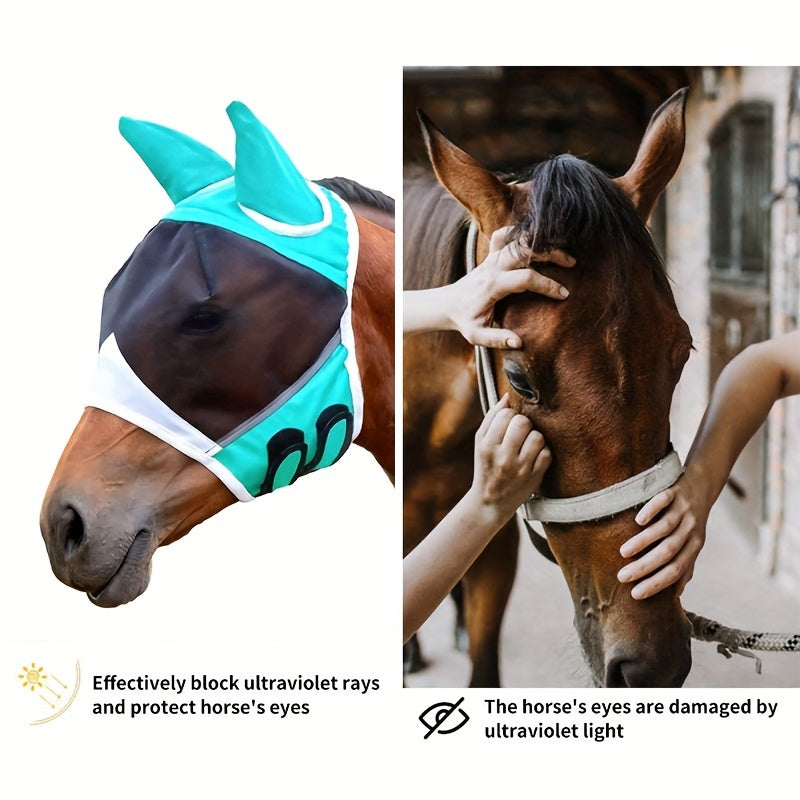 Comfortable Horse Fly Mask with Ears, Durable Spandex