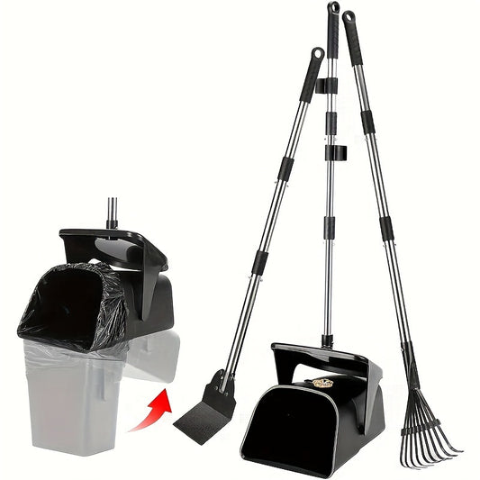 Leaf Pooper Scooper Heavy-Duty Swivel Bin Rake Spade
