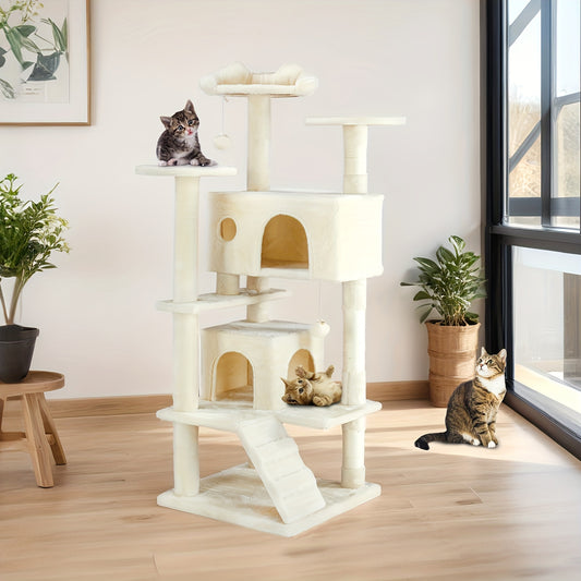 54in Cat Tree Tower for Indoor Cats with Multi-Level Design
