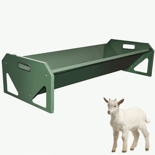Portable 45 Inch Long Galvanized Steel Livestock Feeder Green