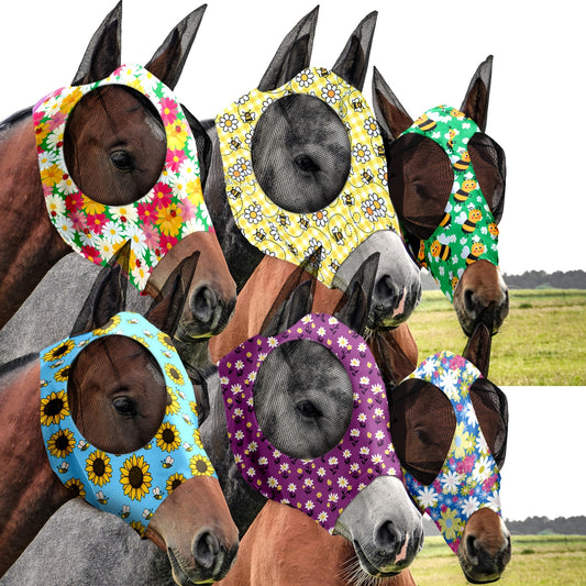 6pcs Horse Fly Masks with Ears - Breathable Mesh Comfort Fit