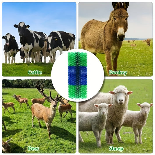 2pcs Livestock Scratching Brush Green 17.5x7.8 Durable Nylon Bristles Suitable for Horses Sheep Elk Cows Combing Hair Depilation