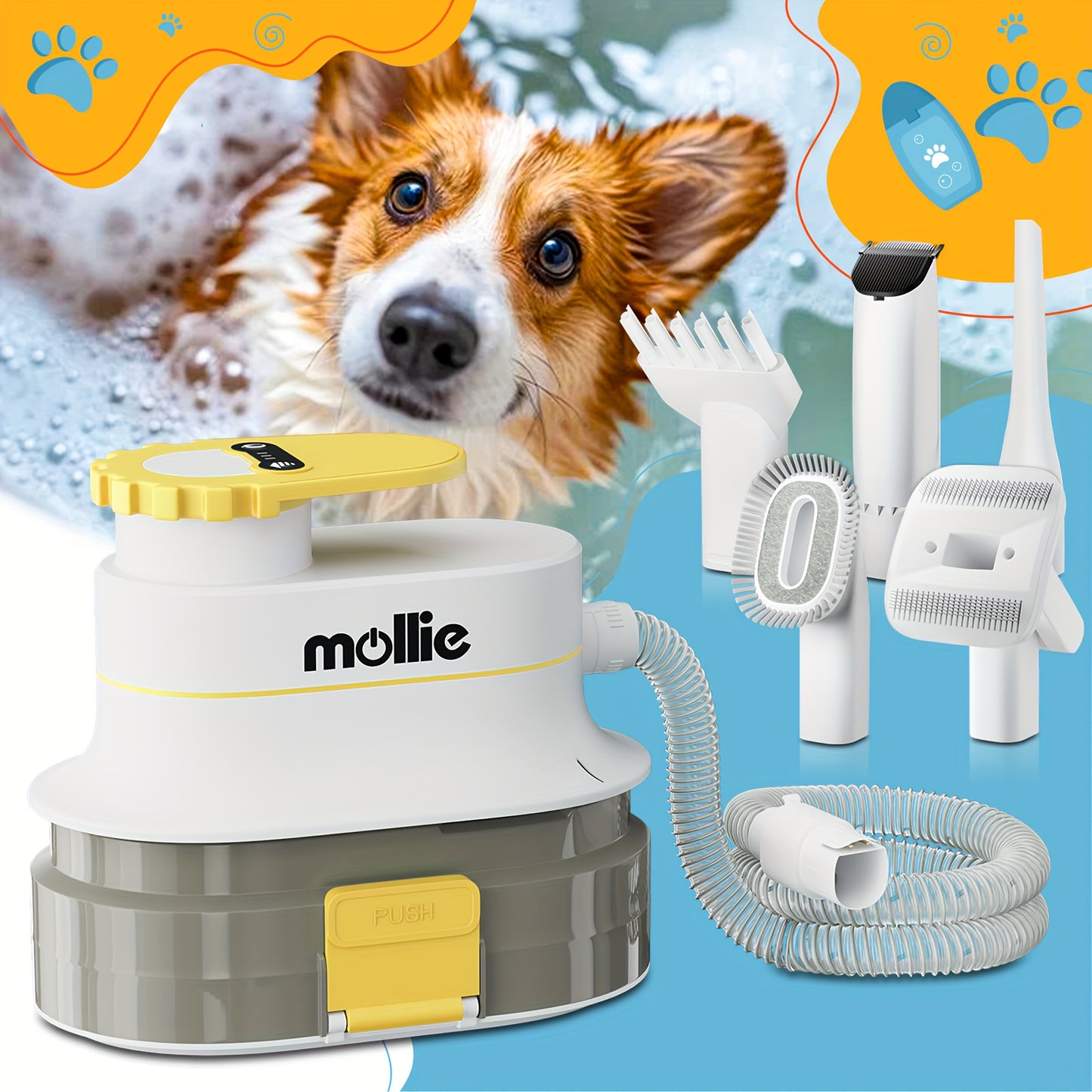 Dog Grooming Kit Vacuum and Blow Dryer Pet Grooming Vacuum with 6 Grooming Tools Trimmer and Guide Combs for Dog Cat and Other Animals