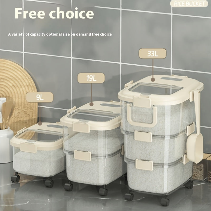Durable Sealed Pet Food Storage Container with Wheels Moisture and Insect Proof Square Design with Transparent Lid for Dry Grains and Food Dispensing
