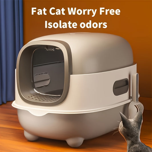Large Cat Litter Box Fully Enclosed Splash Proof Odor Resistant Easy to Store Easy to Install Includes Scoop Easy to Clean Suitable for Small and Mid Sized Cats