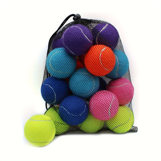 18pcs Training Tennis Balls Practice Balls With Mesh Bag Pet Dog Playing Balls Suitable For Beginner Tennis Training