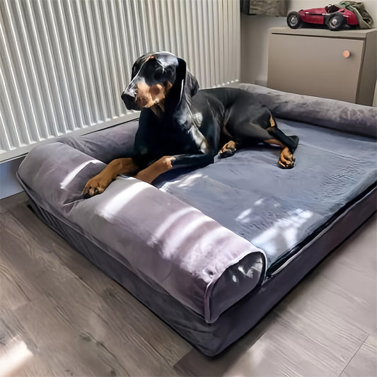 Large Sofa Dog Bed with Hidden Zipper and Waterproof Lining Ultra Plush Orthopedic Memory Foam Removable and Washable Cover Anti Slip Bottom All Season Comfort