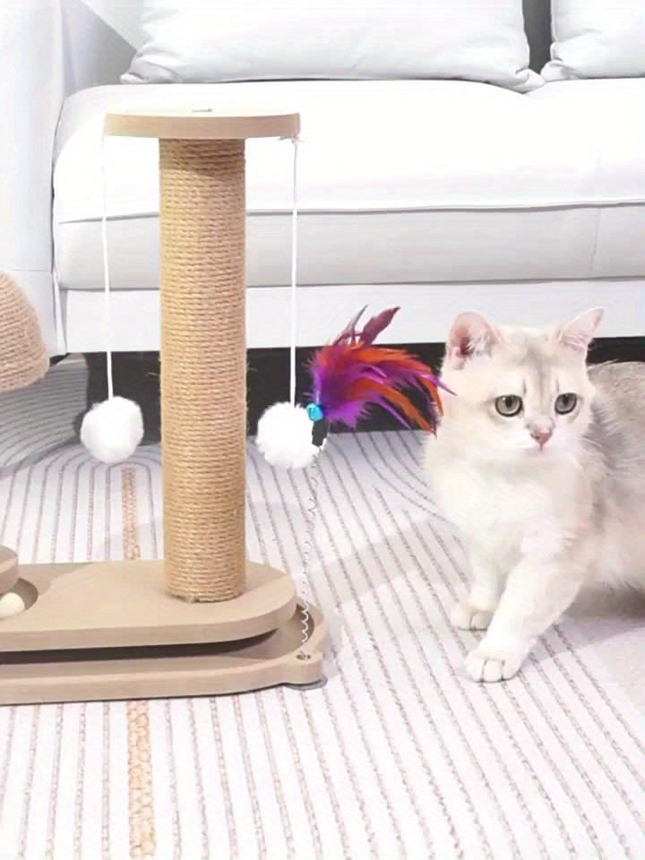 Solid Wood Cat Climbing Frame Vertical Sisal Scratching Column Wear Resistant Self Entertaining Integrated Cat Claw Board Toy