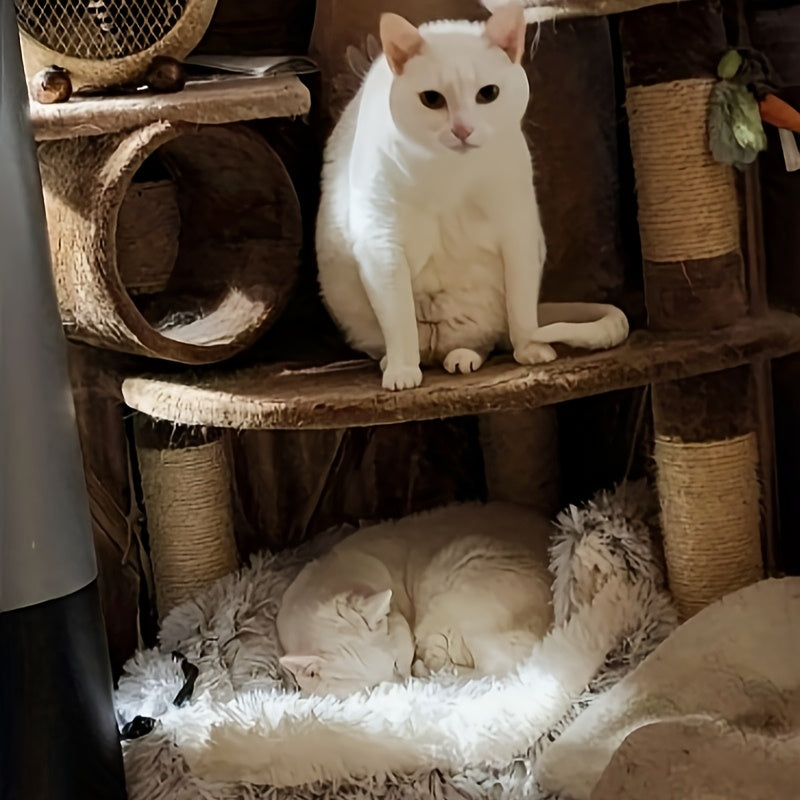 1pc Warm And Cozy Donut Shaped Pet Bed Plush Cat Bed With Hood Comfortable Indoor Bed For Cats And Small Dogs Suitable For Small And Medium Sized Pets