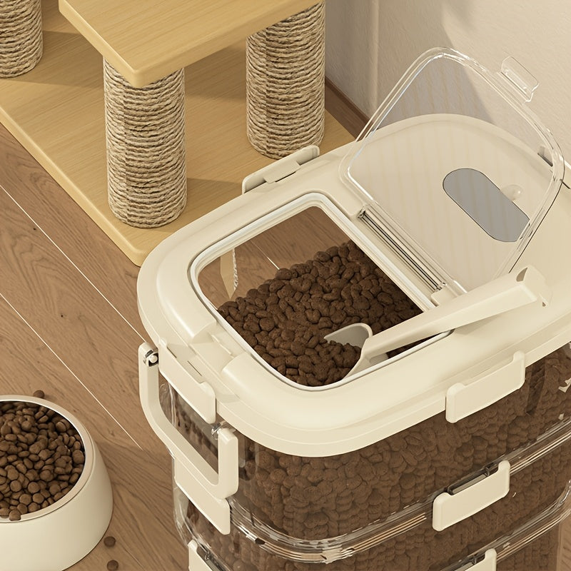 Durable Sealed Pet Food Storage Container with Wheels Moisture and Insect Proof Square Design with Transparent Lid for Dry Grains and Food Dispensing