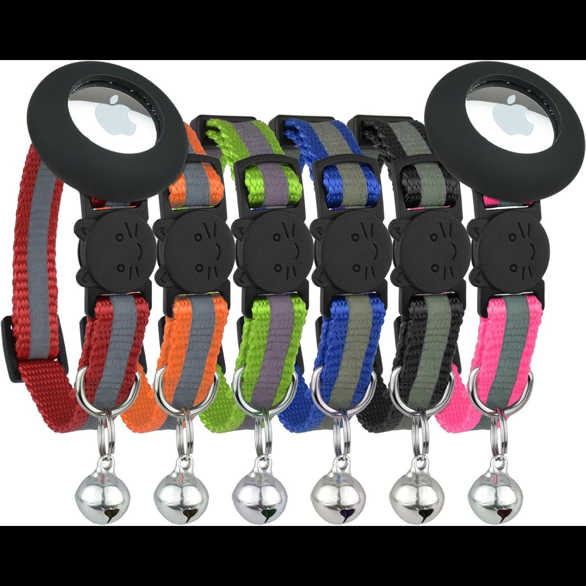 Reflective Cat Collar with Bell Set of 6 Solid and Safe Collars for Cats Nylon Mixed Colors Breakaway Cat Collar Charms