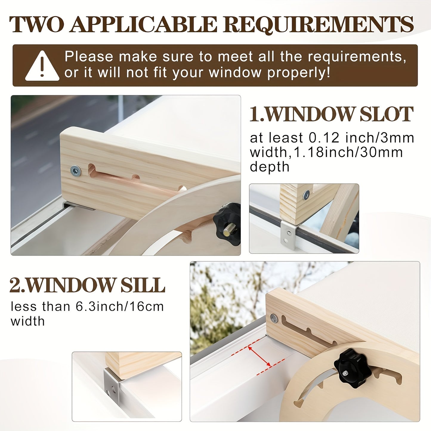 XIAZ Cat Window Perch Bed Adjustable 50LB Wooden Indoor Cat Bed with Dual Season Washable Cushion Perfect for Sunbathing Fits All Cat Breeds 27x16x8in Window Shelf for Cats