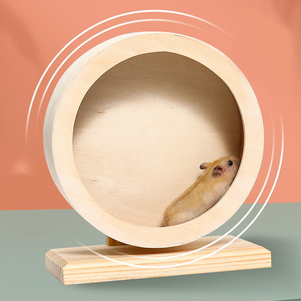1pc Silent Wooden Hamster Exercise Wheel for Healthy Play