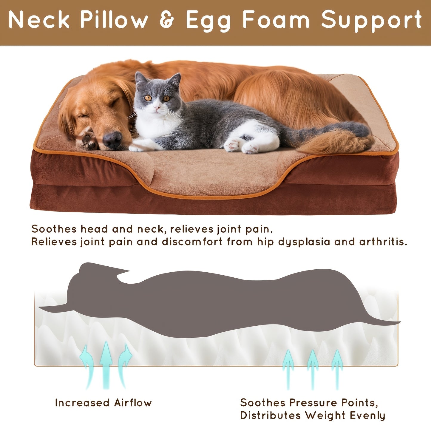 FluffyDream Orthopedic Dog Bed with Egg-Crate Memory Foam