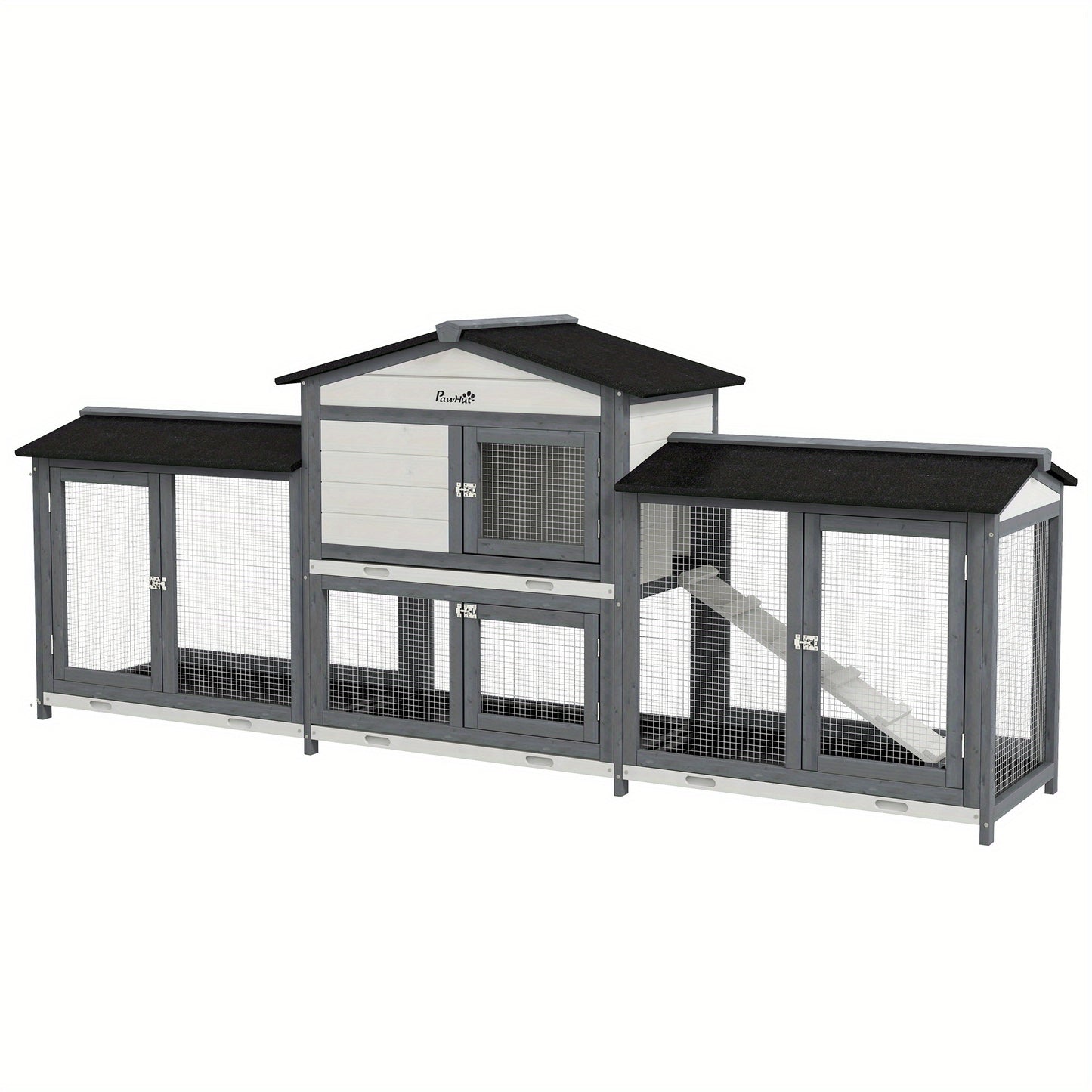 Wooden Rabbit Hutch with Double Run Boxes