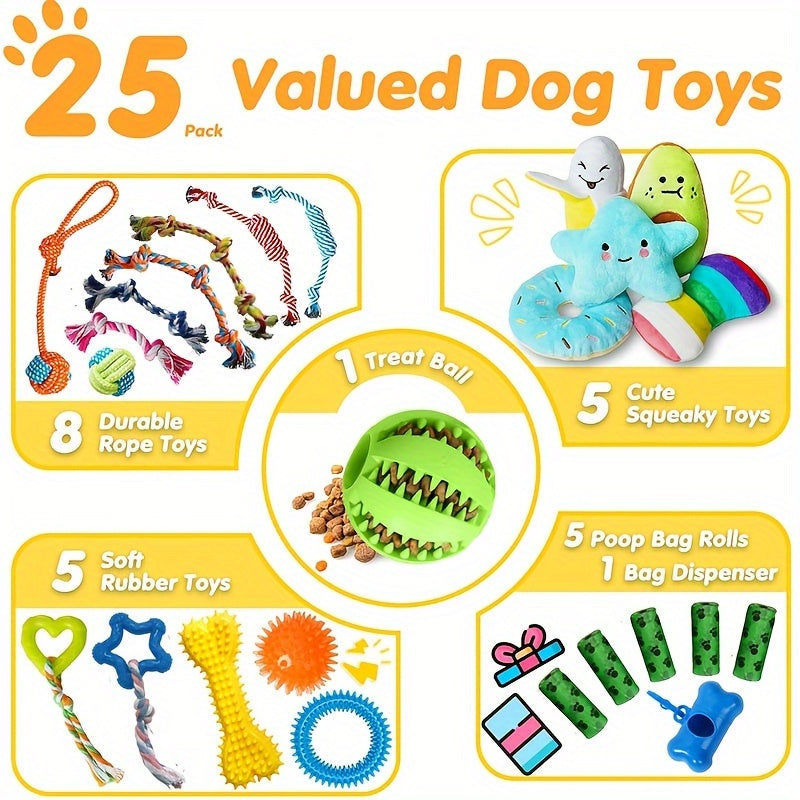 25pcs Luxury Dog Chew Toys for Puppy and Small Dogs