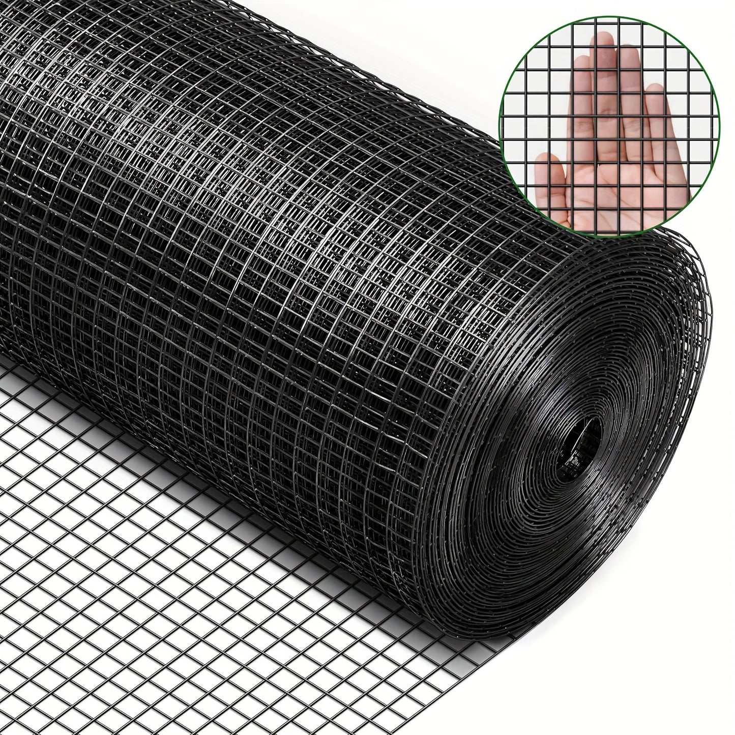1/2 Inch 48 Inch X 100 Feet 19 Gauge PVC Coated Wire Mesh Rolls Vinyl Coated Welded Chicken Wire Fencing For Poultry Netting Black Rengue Black Hardware Cloth