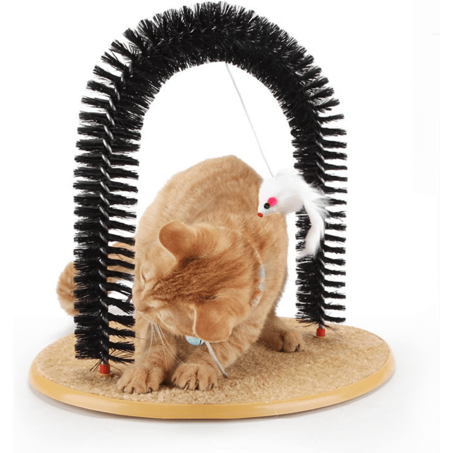 1 Set Cat Scratcher Brushes Indoor Cats Arch Self Groomer Scratching Board Hair Brush For Shedding Face Head Deshedding Post With Cute Kitten Toy