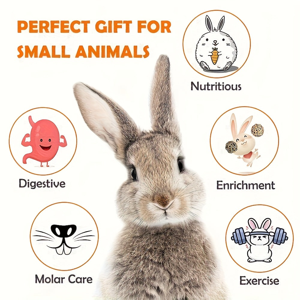 Teddy Baby Rabbit Toys Natural Timothy Hay Chews Apple Wood Sticks for Guinea Pig Hamster Chinchilla and Rat