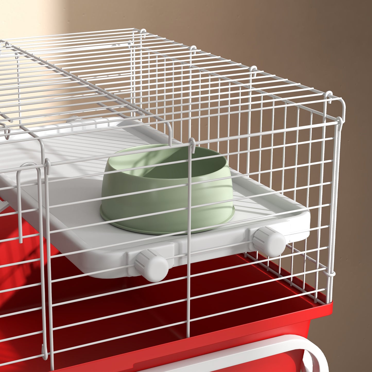 PawHut Two Story Small Animal Cage Removable from Stand Guinea Pig Hedgehog Chinchilla Ferret with Shelf and Wheels Pet Habitat