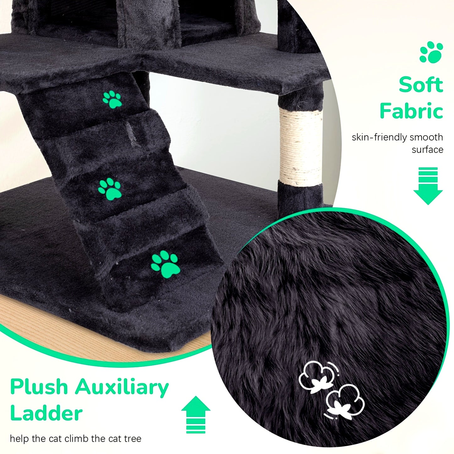 DOPINMIN 54 Inch Cat Tree Tower For Indoor Cats Multi Level Furniture Activity Center With Scratching Posts Stand House Condo Funny Toys Kittens Pet Play House Dark Gray