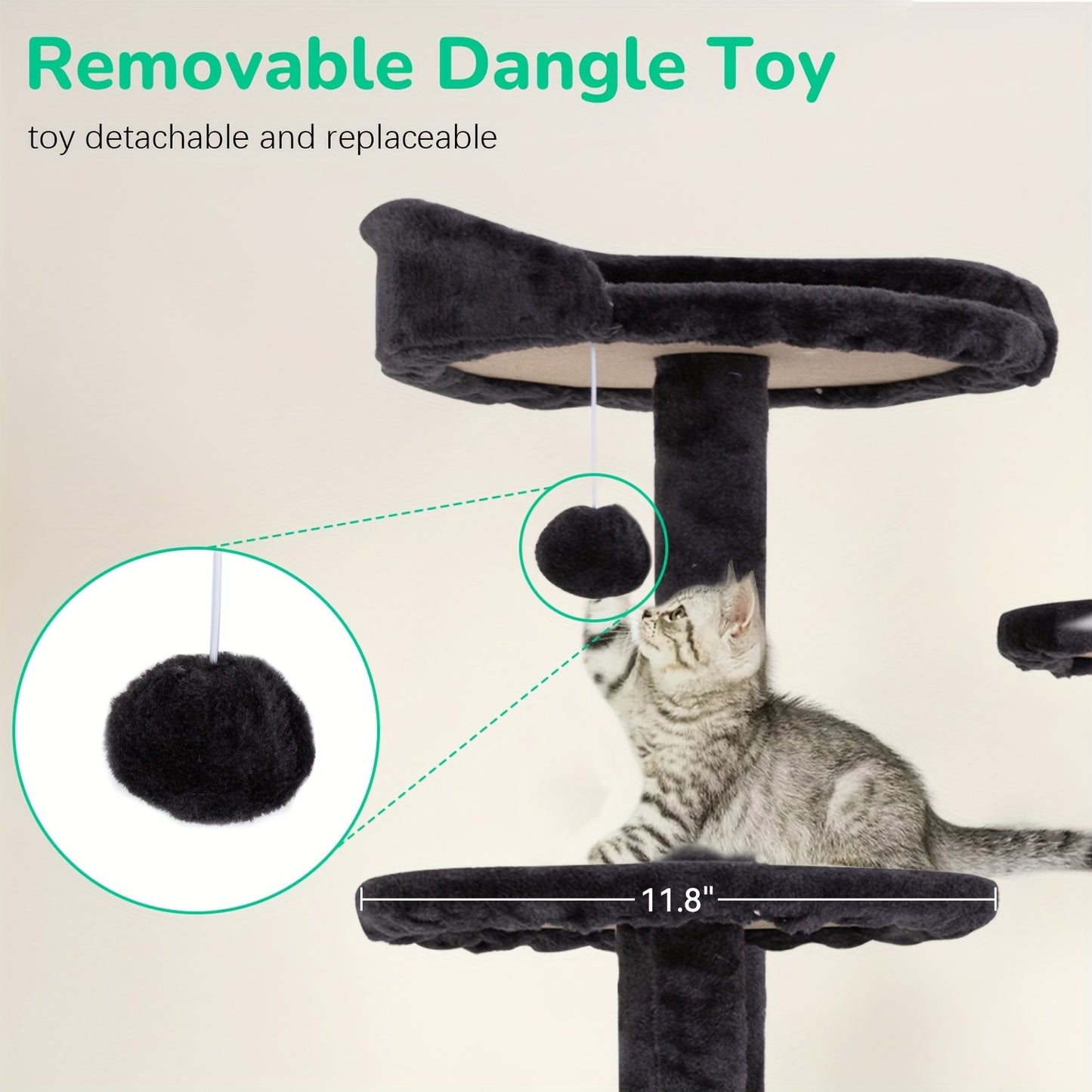 DOPINMIN 54 Inch Cat Tree Tower For Indoor Cats Multi Level Furniture Activity Center With Scratching Posts Stand House Condo Funny Toys Kittens Pet Play House Dark Gray