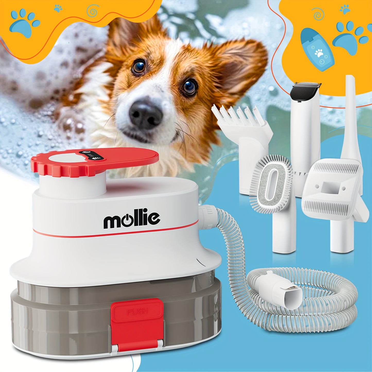 Dog Grooming Kit Vacuum and Blow Dryer Pet Grooming Vacuum with 6 Grooming Tools Trimmer and Guide Combs for Dog Cat and Other Animals