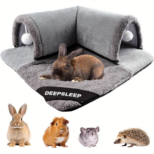 Rabbit Tunnel Bed Plush Spacious Soft Versatile Tunnel for Small Pets Play and Relaxation for Guinea Pig Bunny Chinchilla Cat