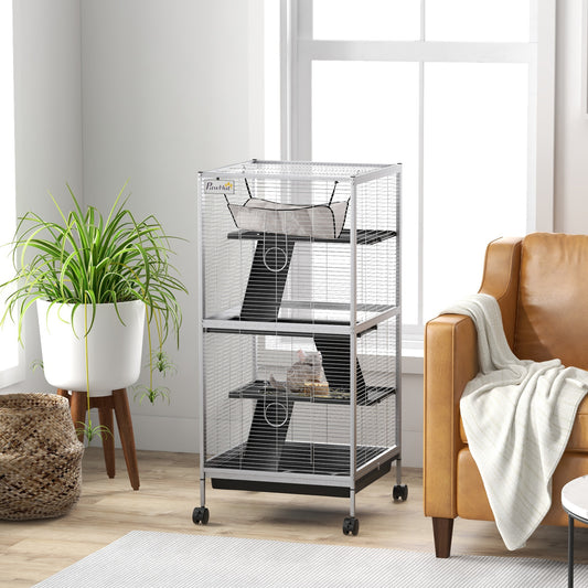 Metal Chinchilla Cage with Hammock &amp; Wheels