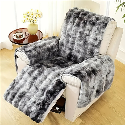 4pcs Plush Faux Rabbit Fur Sofa Cover Set - Warm & Non-Slip