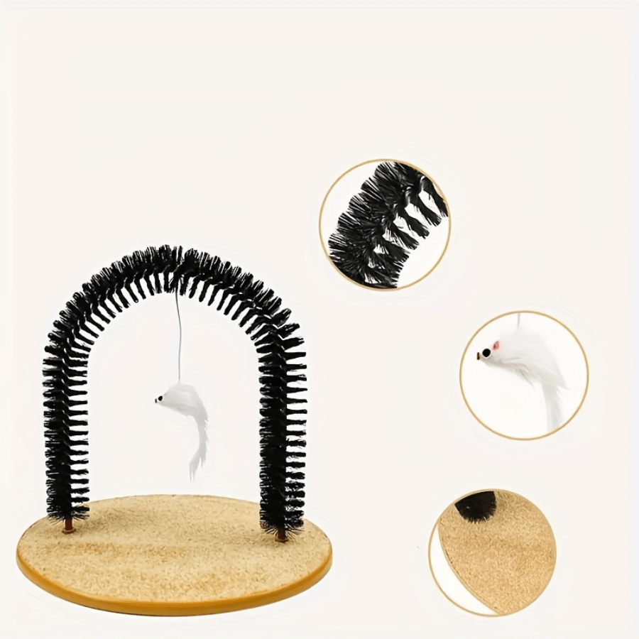 1 Set Cat Scratcher Brushes Indoor Cats Arch Self Groomer Scratching Board Hair Brush For Shedding Face Head Deshedding Post With Cute Kitten Toy