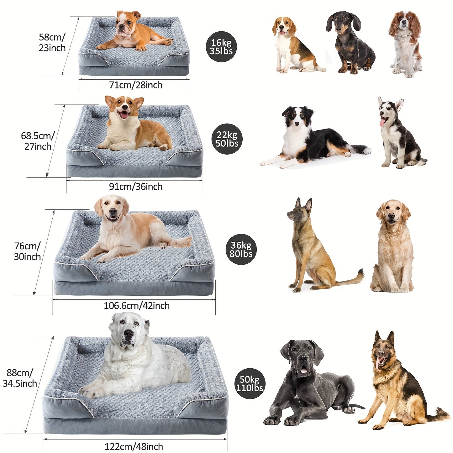 XL Orthopedic Dog Bed for Extra Large Dogs - High Quality Sofa Style Pet Sleeper with Washable Removable Cover and Non Slip Memory Foam