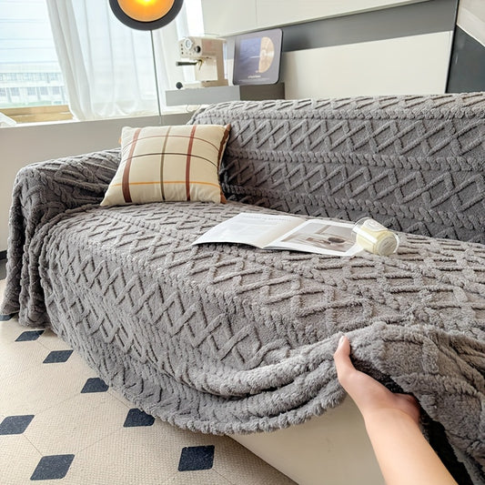 1pc Modern Jacquard Shu Velveteen Sofa Throw Cover - Pet Friendly Slipcover for Armchair to 4-Seater Sectionals