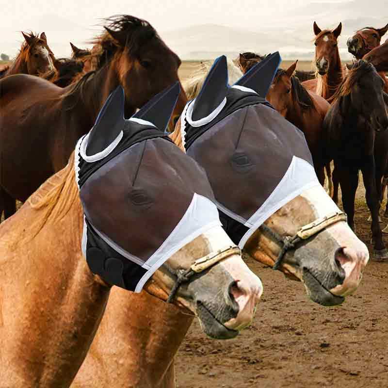 Comfortable Horse Fly Mask with Ears, Durable Spandex
