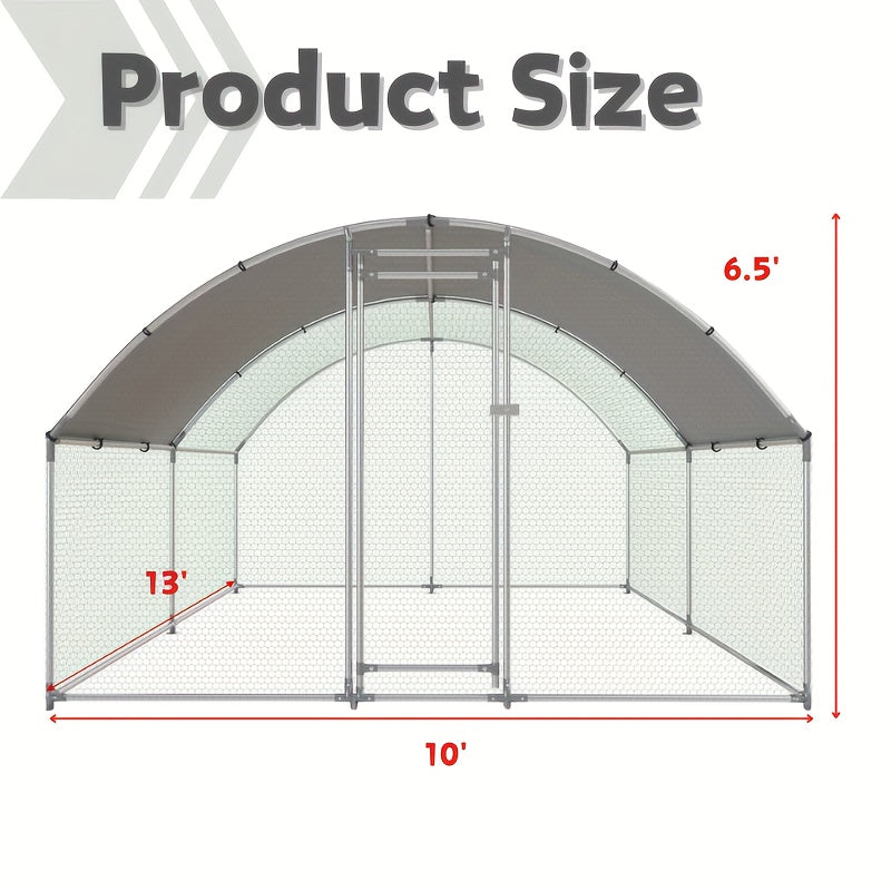 Large Dome Metal Chicken Coop with Shed, 10x19 Run