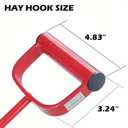 2 Pack 11 Inch Heavy Duty Steel Hay Hooks Red Ergonomic Handle with Non Slip Grip for Effortless Hay Bale Moving Farm and Barn Use Durable Construction