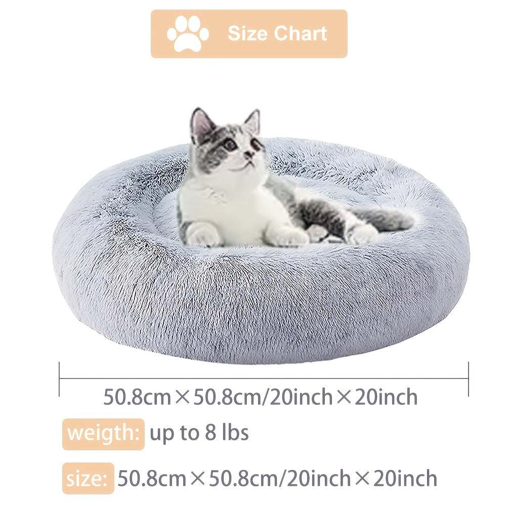 WNPETHOME Calming Anti-Anxiety Donut Dog Bed and Cat Cushion Fluffy Faux Fur Pet Bed with Non-Slip Bottom 4 Sizes for Small Medium and Large Dogs and Cats Pink Circular Design for All-Season Comfort